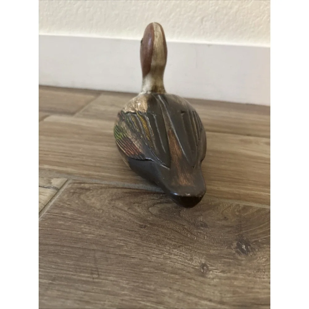 Vintage Resin Red Green-winged Teal Duck Figurine 10